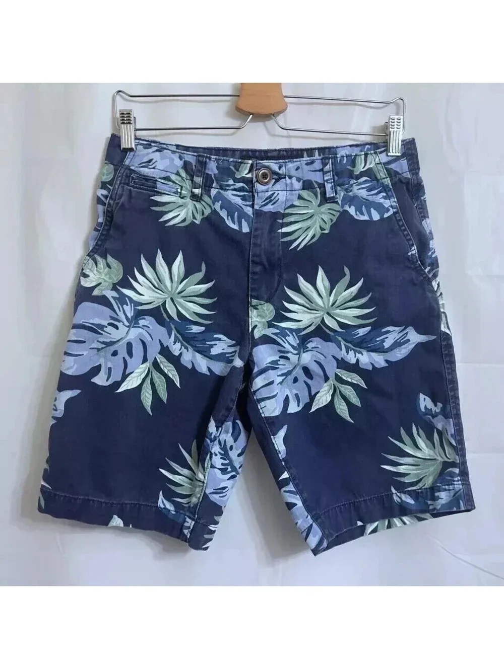 American Eagle Outfitters Chino Shorts Men's Size 28 Blue w/ Leaf 9 1/2